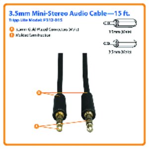 Tripp RA29262 3.5mm Stereo Audio Cable (male To Male44; 15ft) Trpp3120