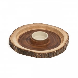 Lipper 1023 Acacia Bark Chip Dip Platter