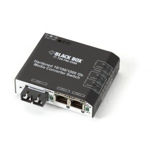 Black LBH2001A-H-SC-12 Hardened Media Converter Switch, 10-100