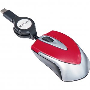 Verbatim 70236 Usb-c Mini Optical Travel Mouse-red - Optical - Cable -