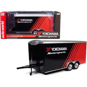 Autoworld CP7838 Four Wheel Enclosed Car Trailer Yokohama Motorsports 