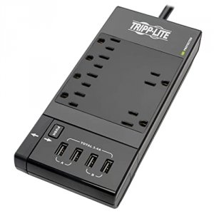 Tripp TLP68UBAM Surge Protector 6outlet 4 Usb