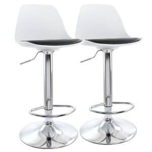 Elama ELM-836A-BLK-WHT 2 Piece Adjustable Bar Stool In Black And White