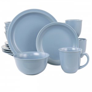 Gibson 127266.16 Home 16 Piece Siam Stoneware Dinnerware Set In Blue