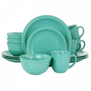 Gibson 127264.16 Home 16 Piece Siam Stoneware Dinnerware Set In Green