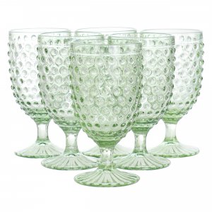 Martha 120571.01 6 Piece 14.2 Ounce Clear Glass Hobnail Goblet Drinkwa