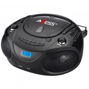 Axess PB2703BK Black Portable Boombox Mp3cd Player With Text Display,w