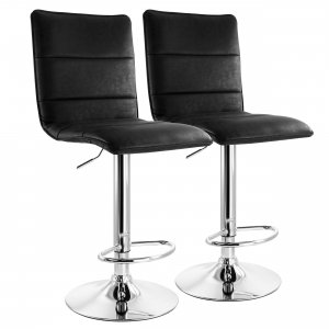 Elama ELM-7231-VBLK 2 Piece Vintage Faux Leather Adjustable Bar Stool 