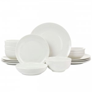 Elama EL-CAMELLIA Camellia 16 Piece Porcelain Double Bowl Dinnerware S