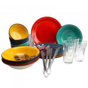 Gibson 120815.28 Color Speckle 28 Piece Mix And Match Dinnerware Combo