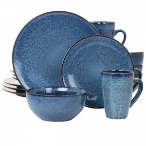 Gibson 127240.16 Elite Lisbon 16 Piece Round Stoneware Dinnerware Set 