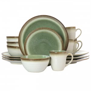 Gibson 130937.16 Elite Moonstruck 16 Piece Ceramic Dinnerware Set In G