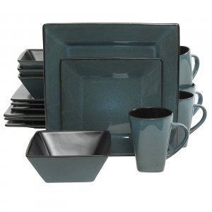 Gibson 107276.16 Elite Kiesling 16-piece Dinnerware Set, Blue