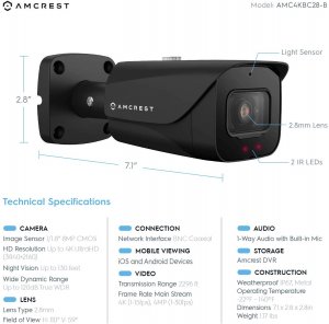 Amcrest AMC4KBC28-B Amcrest 4k Ultra Hd Analog Bullet Camera With Nigh