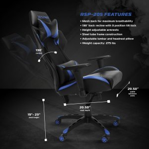 Ofm RSP-205-BLU Respawn Perform Mesh Back Gaming Chr Blu