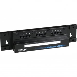 Black JPM083A-R3 Wallmount Cat5e Patch Panel, 12-port