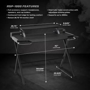 Ofm RSP-1000-GRY Respawn Gaming Desk Gray