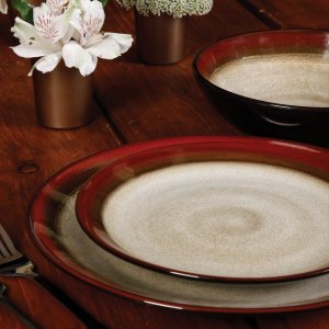 Gibson 90603.16rm 16pc Dinnerware Stoneware Red