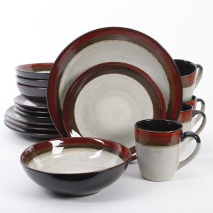 Gibson 90603.16rm 16pc Dinnerware Stoneware Red