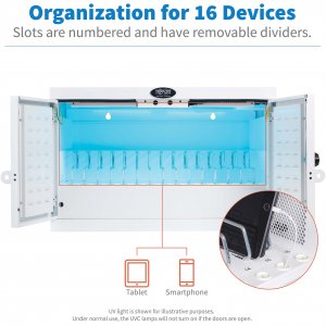 Tripp CS16USBWHG Multi-device Uv Charging Station, Hospital-grade, 16 