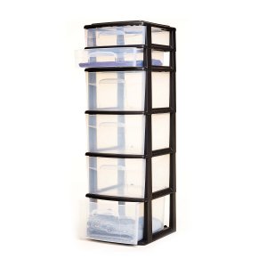 Home 05566BK.01 6 Drawer Medium Cart Black C