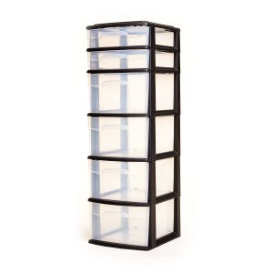 Home 05566BK.01 6 Drawer Medium Cart Black C