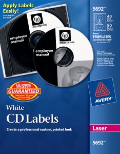 Avery 5692 Avery White Cd Labels For Laser Printers (includes 40 Disc 