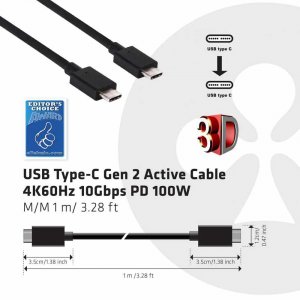 Club CAC-1522 Usb Type C 3.1 Gen 2 Male To Type C Male Usb 3.1 (10gbps