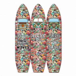 Homeroots.co 342734 47 X 1 X 71 Multicolor Vintage Wood Surfboard  Scr