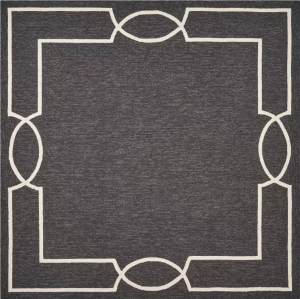 Homeroots.co 354112 7' Square   Uv Treated Polypropylene Onyx Area Rug