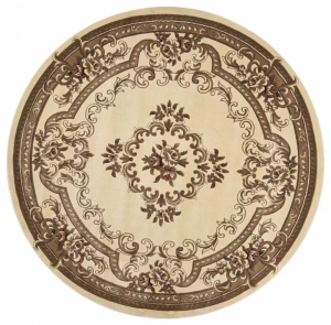 Homeroots.co 352952 7' Round Polypropylene Ivory Area Rug