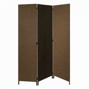 Homeroots.co 370414 Brown Upholstered 3 Panel Room Divider Screen