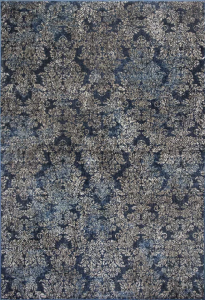 Homeroots.co 350117 8' X 11'  Slate Blue And Gray Damask Area Rug