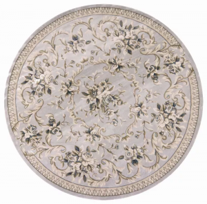 Homeroots.co 352679 7' Round  Polypropylene Light Grey Area Rug