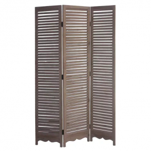 Homeroots.co 342751 Distressed Light Wood Finish 3 Panel Room Divider 