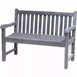 Homeroots.co 376754 Compact Teak Outdoor Bench With Staright Design In