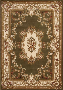 Homeroots.co 352463 5' X 7' Polypropylene Greenor Ivory Area Rug