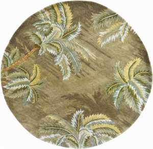 Homeroots.co 350205 7' Round Wool Moss Area Rug