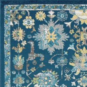 Homeroots.co 375370 94 X 130 Teal Polypropylene Rug