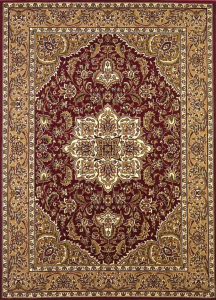 Homeroots.co 352871 7' Octagon Polypropylene Red Or  Beige Area Rug