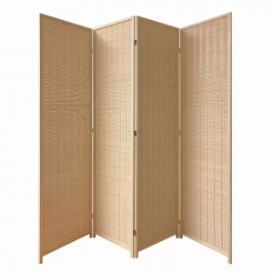 Homeroots.co 370413 Natural Woven Bamboo 4 Panel Room Divider Screen