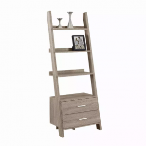 Homeroots.co 332864 Dark Taupe Hollow Core Bookcase With 2 Storage Dra