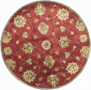 Homeroots.co 352888 5' Round  Wool Red Area Rug