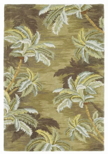 Homeroots.co 350425 8' X 11'  Wool  Moss Green Palm Trees Area Rug