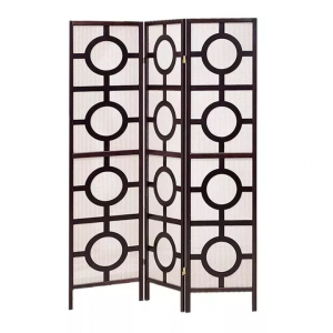 Homeroots.co 342718 51 X 1 X 70 Brown Wood Jute Inlay  3 Panel Screen