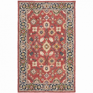 Homeroots.co 383600 5'x8' Red And Blue Bohemian Designs Indoor Rug