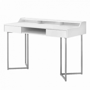 Homeroots.co 333484 22 X 48 X 32 Whitewithsilver Metal  Computer Desk