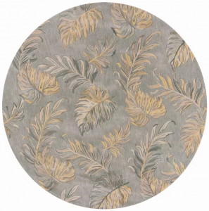 Homeroots.co 350160 7' Round Wool Grey Area Rug