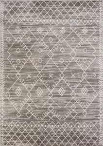 Homeroots.co 375388 8' X 11' Gray And White Boho Geo Rug