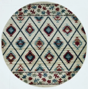 Homeroots.co 352681 7' Round  Polypropylene Ivory  Area Rug